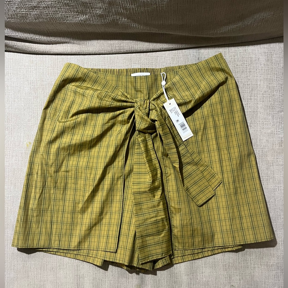 Rebecca Taylor Yellow Plaid Tie-Front Shorts